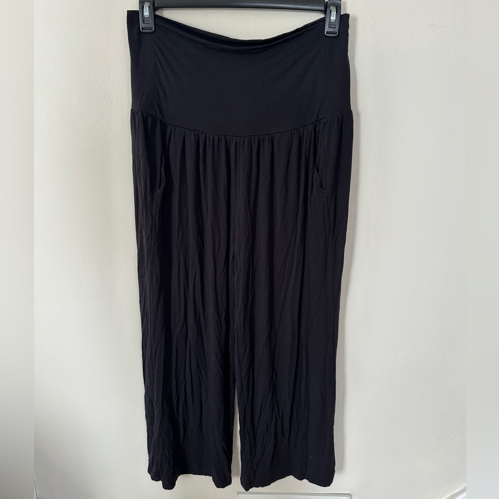 Athleta studio wide leg lounge pants black petite size L